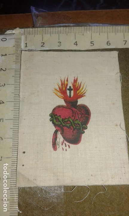 Otros Art&iacute;culos de Coleccionismo en Papel: ESTAMPA RELIGIOSA DEL CORAZON DE JESUS REALIZADA SOBRE TELA