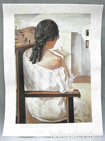 Otros art&iacute;culos de coleccionismo en papel: REPRODUCCION LAMINA ARTE, TEXTURIZADO SOBRE LINO 33X25cm. DALI-MUCHACHA DE ESPALDA. LAMINARTE-006 ,4