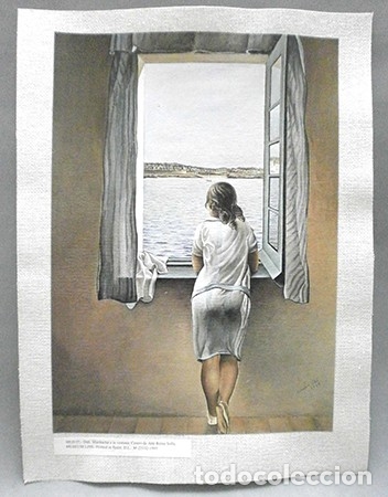 Otros art&iacute;culos de coleccionismo en papel: REPRODUCCION LAMINA ARTE, IMPRESA EN TELA (LINO). DALI, MUCHACHA A LA VENTANA. LAMINARTE-007 ,4