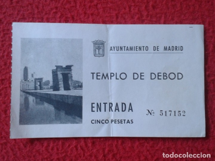 Otros art&iacute;culos de coleccionismo en papel: BILLETE DE ENTRADA TICKET ENTRY VALE AYUNTAMIENTO DE MADRID TEMPLO DE DEBOD TEMPLE CINCO PESETAS VER