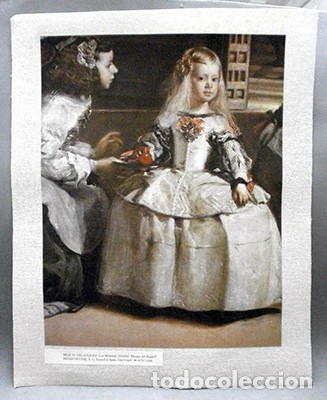 Otros art&iacute;culos de coleccionismo en papel: REPRODUCCION LAMINA ARTE, IMPRESA EN TELA (LINO) VELAZQUEZ, MENINAS DETALLE. LAMINARTE-022 ,5