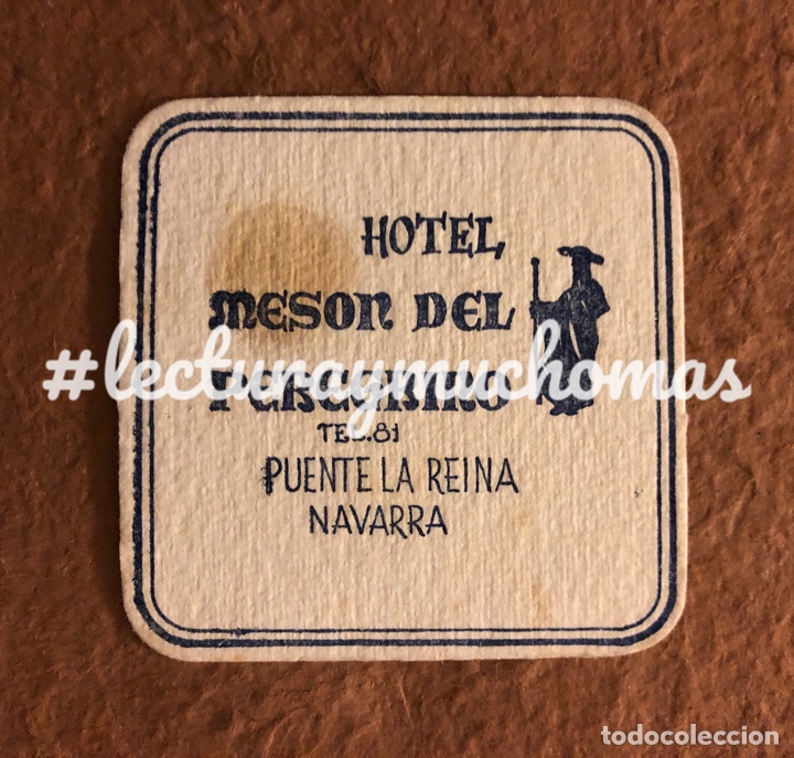 Outros artigos de papel: ANTIGUO POSAVASOS DEL MES&Oacute;N DEL PEREGRINO DE PUENTE LA REINA. 8 x 8 Cms. DE CART&Oacute;N.