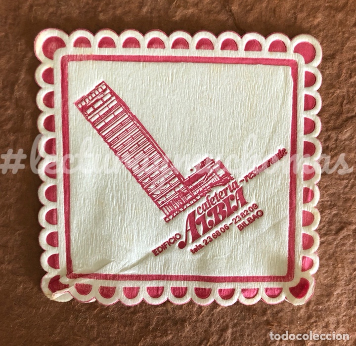 Paper Collecting Others: ANTIGUO POSAVASOS DE LA CAFETER&Iacute;A RESTAURANTE EDIFICIO ALBIA DE BILBAO. 8 x 8 Cms. DE PAPEL.