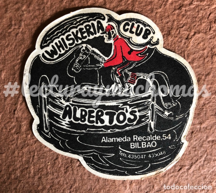 Paper Collecting Others: ANTIGUO POSAVASOS DE LA WHISKERIA CLUB ALBERTO&rsquo;S DE BILBAO. 10 x 11 Cms. DE PAPEL TIPO CARTULINA.