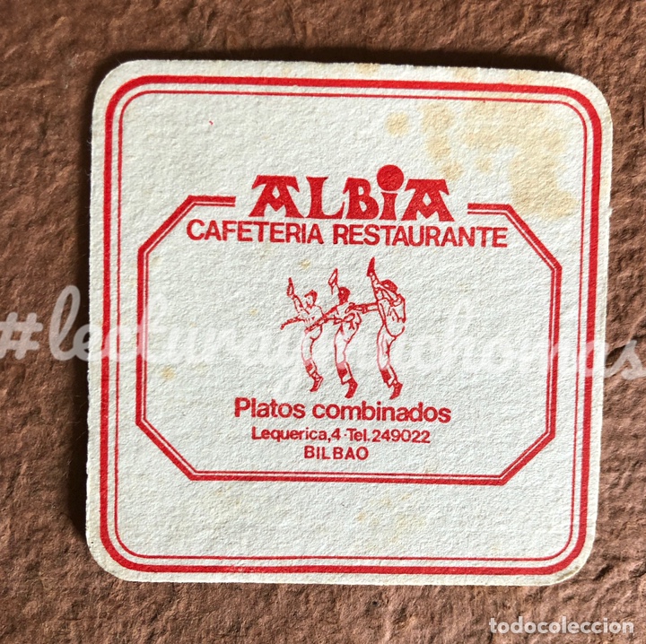 Paper Collecting Others: ANTIGUO POSAVASOS DE LA CAFETER&Iacute;A RESTAURANTE ALBIA DE BILBAO. 8 x 8 Cms. DE PAPEL TIPO CARTULINA