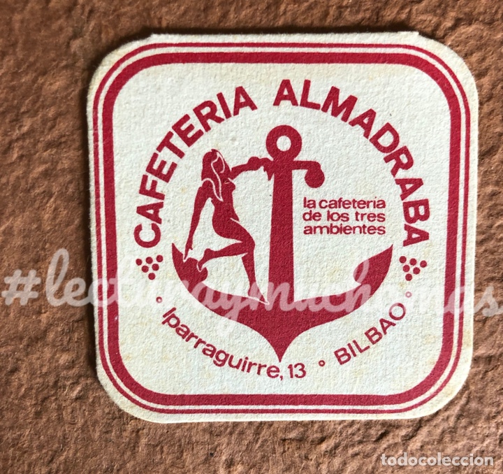 Collectionnisme Papier divers: ANTIGUO POSAVASOS DE LA CAFETER&Iacute;A ALMADRABA DE BILBAO. 8 x 8 Cms. DE PAPEL TIPO CARTULINA.
