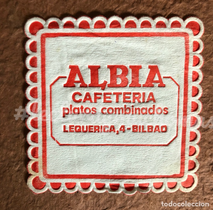Collectionnisme Papier divers: ANTIGUO POSAVASOS DE LA CAFETER&Iacute;A ALBIA DE BILBAO. 9 x 9 Cms. DE PAPEL.