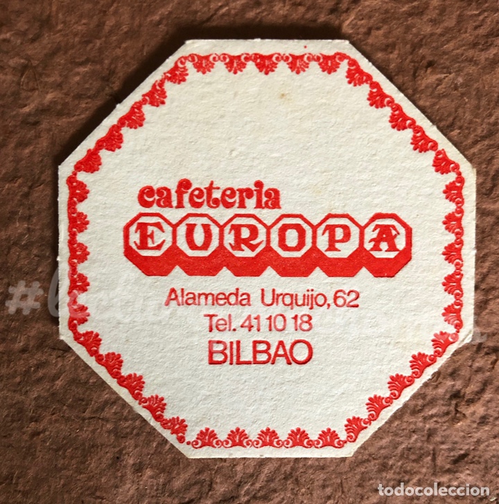 Paper Collecting Others: ANTIGUO POSAVASOS DE LA CAFETER&Iacute;A EUROPA DE BILBAO. 8 x 8 Cms. DE PAPEL TIPO CARTULINA.