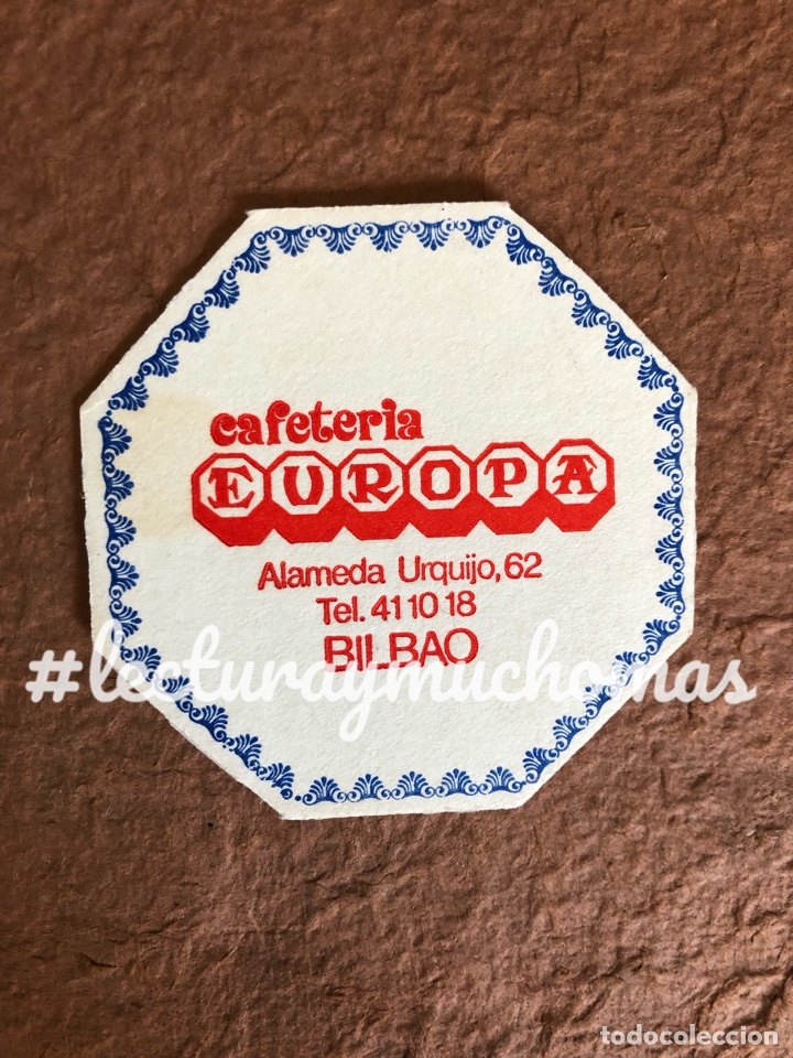 Collectionnisme Papier divers: ANTIGUO POSAVASOS DE LA CAFETER&Iacute;A EUROPA DE BILBAO. 8 x 8 Cms. DE PAPEL TIPO CARTULINA.