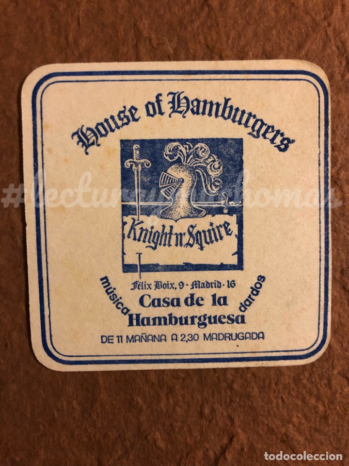 Paper Collecting Others: ANTIGUO POSAVASOS HOUSE OF HAMBURGERS KNIGHT &lsquo;N&rsquo; SQUIRE CASA DE LA HAMBURGUESA.
