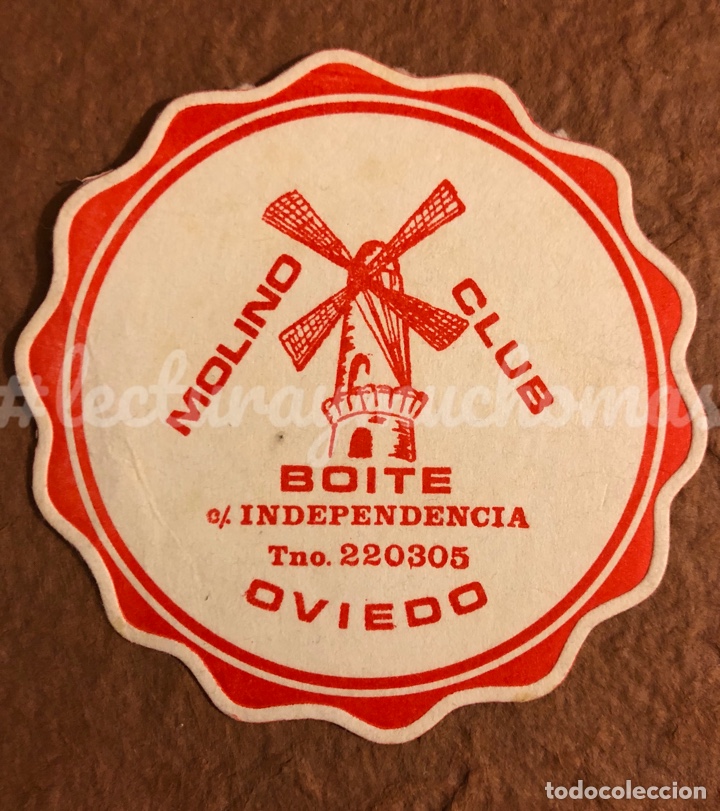 Paper Collecting Others: ANTIGUO POSAVASOS DEL MOLINO CLUB BOITE DE OVIEDO. 8 Cms de &Oslash;. DE PAPEL.