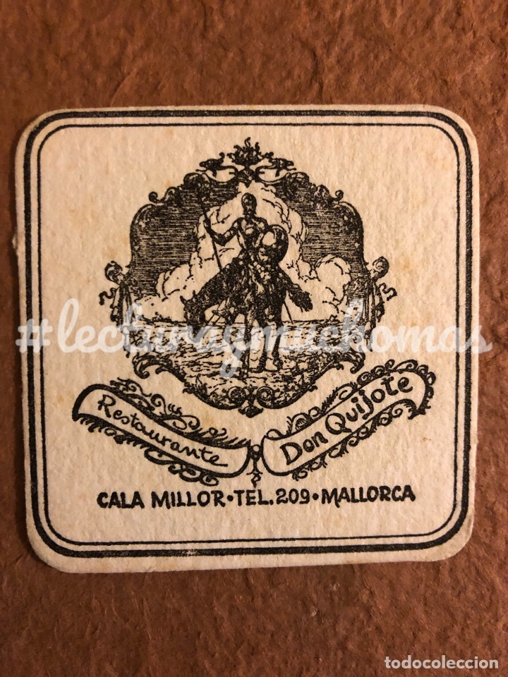 Collectionnisme Papier divers: ANTIGUO POSAVASOS DEL RESTAURANTE DON QUIJOTE DE MALLORCA. 8 x 8 Cms. PAPEL TIPO CARTULINA.