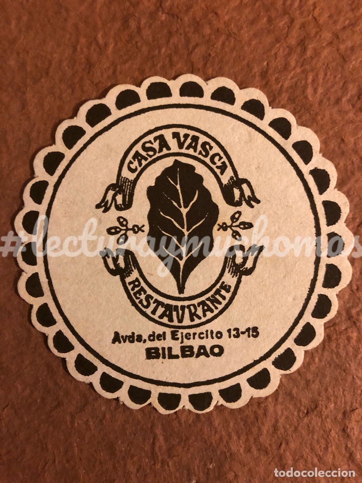 Collectionnisme Papier divers: ANTIGUO POSAVASOS DEL RESTAURANTE CASA VASCA DE BILBAO. 9 Cms de &Oslash;. DE PAPEL TIPO CARTULINA.