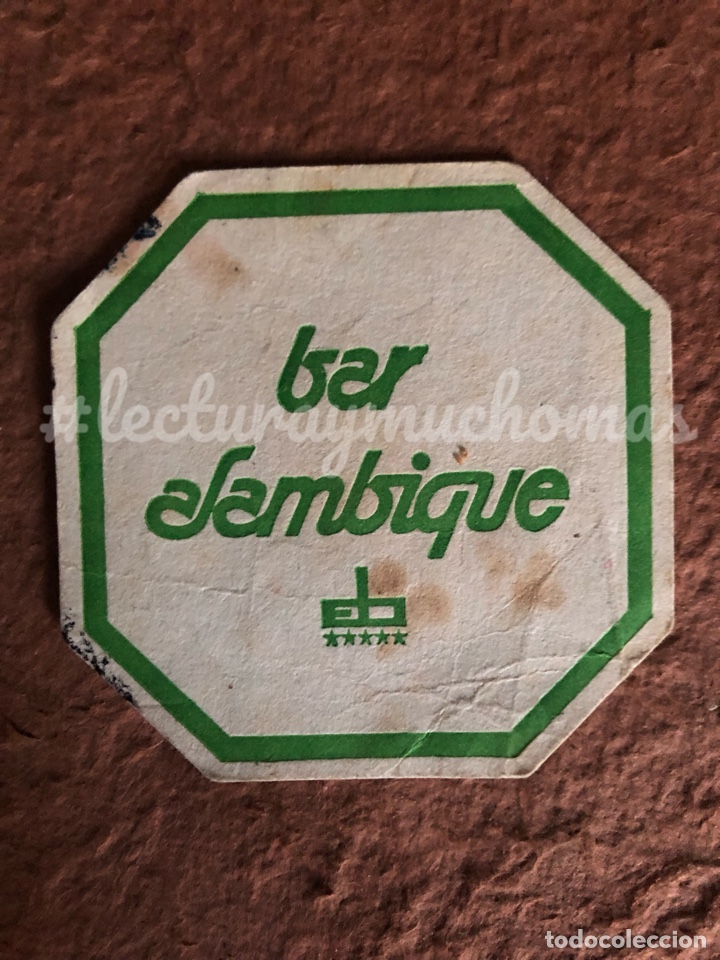 Outros artigos de papel: ANTIGUO POSAVASOS DEL BAR ALAMBIQUE. 8 x 8 Cms. DE PAPEL.