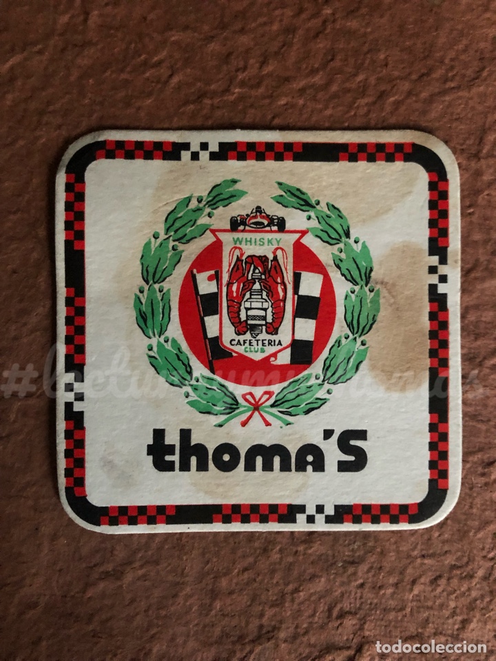 Outros artigos de papel: ANTIGUO POSAVASOS WHISKY CLUB CAFETWRIA THOMA&rsquo;S DE BURGOS. 9 x 9 Cms. DE PAPEL.