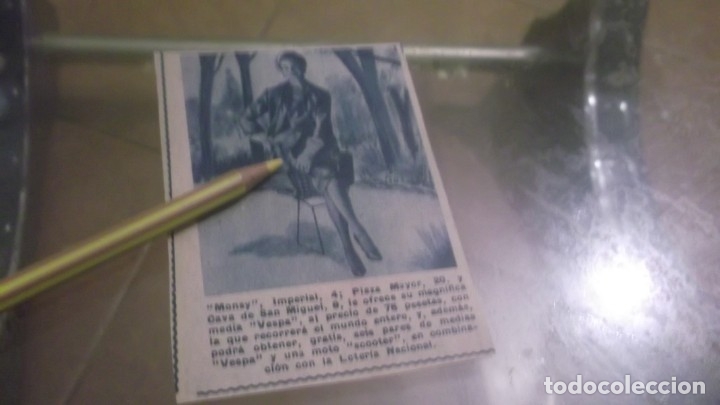 Otros Art&iacute;culos de Coleccionismo en Papel: RECORTE PUBLICIDAD A&Ntilde;OS 50 - MEDIA VESPA - CASA MONSY - MADRID