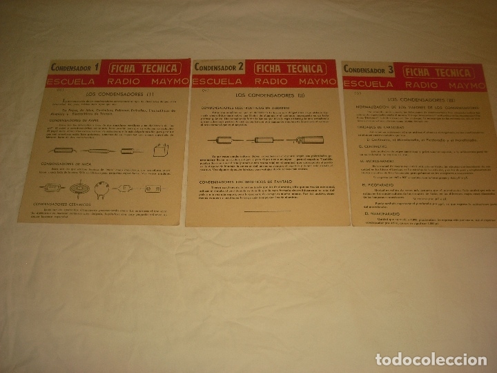 Sammelleidenschaft Andere Papierartikel: ESCUELA RADIO MAYMO. FICHA TECNICA LOS CONDENSADORES I, II Y III