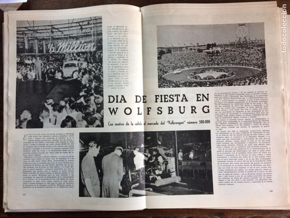 Otros Art&iacute;culos de Coleccionismo en Papel: Reportaje autom&oacute;vil vw Volkswagen escarabajo 500000 unidades 1953