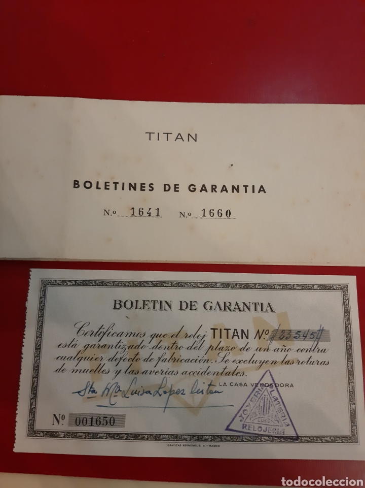 Paper Collecting Others: BOLETIN GARANTIA CON BOLETIN TITAN 1955