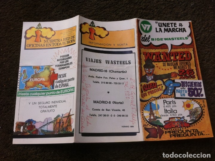 Outros artigos de papel: FOLLETO COMERCIAL AGENCIA DE VIAJES  WASTEELS. FERROCARRILES. MADRID. DESPLEGADO: 32,5 X 21CM