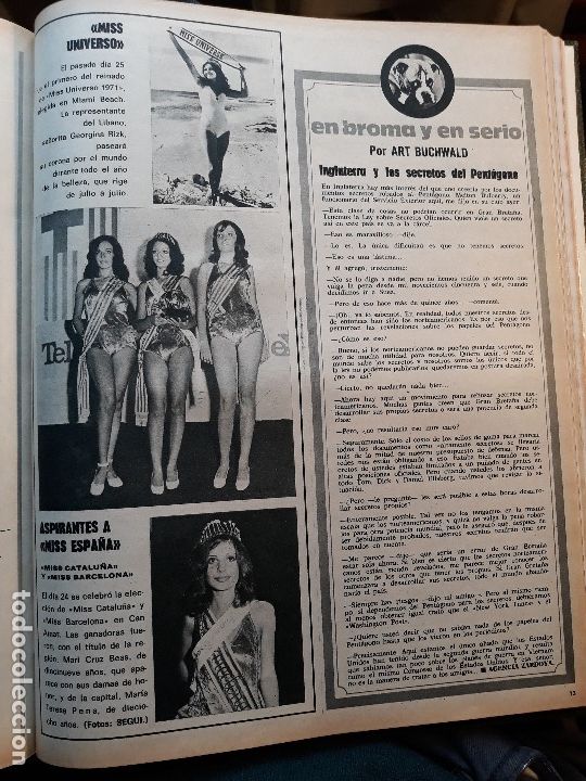 Outros artigos de papel: MISS UNIVERSO  - GEORGINA RIZK  - ASPIRANTES A MISS  ESPA&Ntilde;A MISS CATALU&Ntilde;A  - A&Ntilde;O 1971  - UNA PAGINA