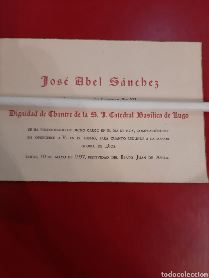 Collectionnisme Papier divers: 1957 Lugo nombramiento Jos&eacute; Abel Sanchez Catedral Lugo