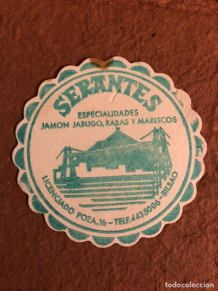 Outros artigos de papel: RESTAURANTE MARISQUER&Iacute;A SERANTES (BILBAO). ANTIGUO POSAVASOS DE PAPEL. 9 Cms de &Oslash;.
