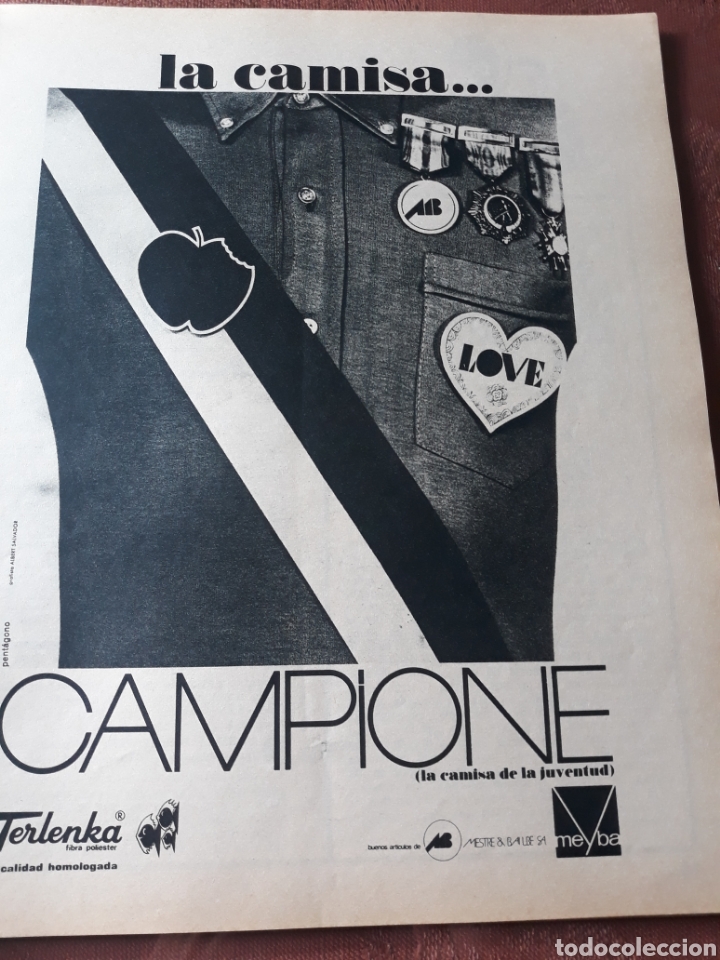 Outros artigos de papel: PUBLICIDAD CAMISAS CAMPIONE , TERLENKA . 29 X 24 CM