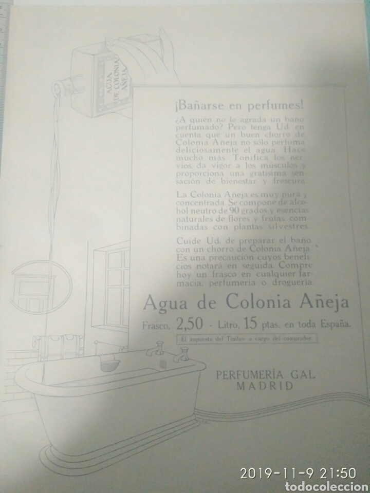 Outros artigos de papel: RECORTE ORIGINAL A&Ntilde;OS 20 PUBLICIDAD AGUA DE COLONIA A&Ntilde;EJA REVERSO SEMANA HUMOR&Iacute;STICA