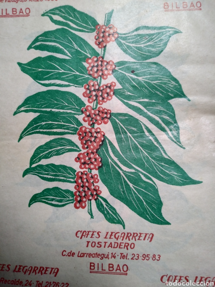 Otros art&iacute;culos de coleccionismo en papel: CAFES LEGARRETA. TOSTADERO. BILBAO. A&Ntilde;OS 60. ANTIGUO PAPEL EMBALAR.