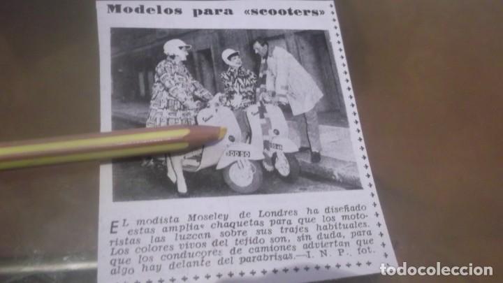Otros Art&iacute;culos de Coleccionismo en Papel: RECORTE PUBLICIDAD A&Ntilde;O 1956 - EL MODISTO MOSELEY DE LONDRES HA DISE&Ntilde;ADO CHAQUETAS PARA MOTO VESPA