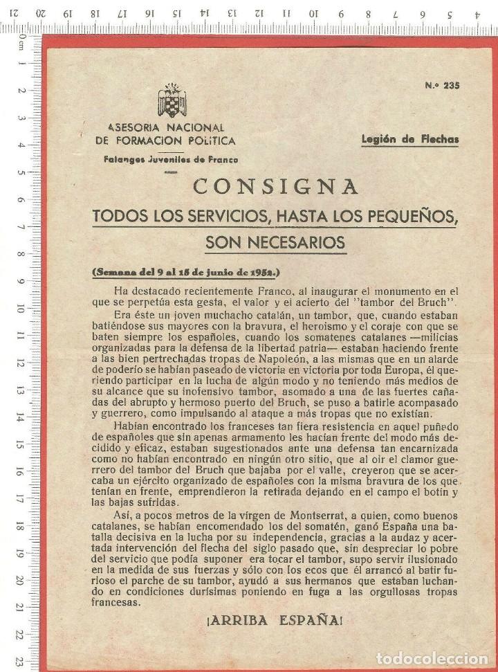 Otros art&iacute;culos de coleccionismo en papel: PANFLETO PROP.POLITICA,LEGION FLECHAS, FECHADA JUNIO 1952,FALANGES JUVENILES FRANCO