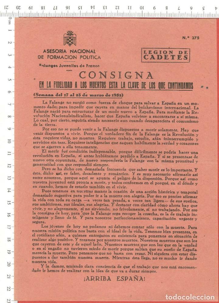 Otros art&iacute;culos de coleccionismo en papel: PANFLETO PROP.POLITICA,LEGION CADETES, FECHADA MARZO 1952,FALANGES JUVENILES FRANCO.