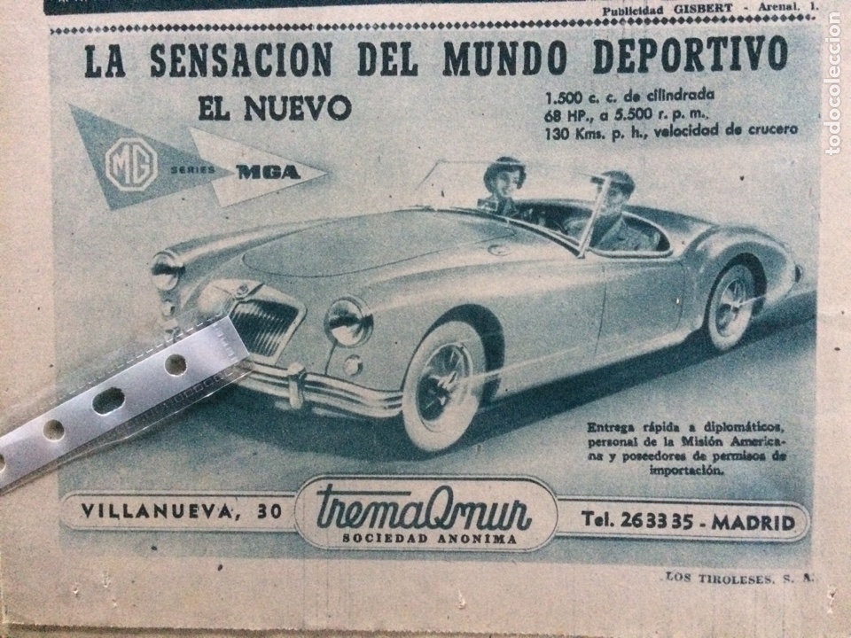 Paper Collecting Others: Publicidad autom&oacute;vil MG serie MGA de 1956