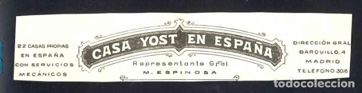 Otros art&iacute;culos de coleccionismo en papel: Recorte de una factura o carta comercial de la CASA YOST EN ESPA&Ntilde;A, Madrid