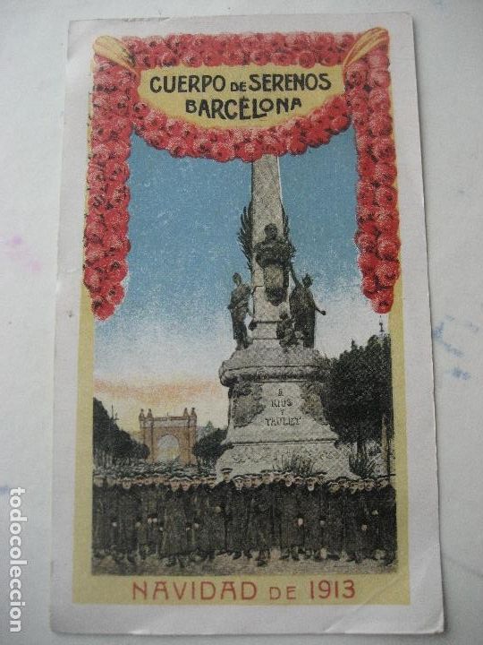 Otros art&iacute;culos de coleccionismo en papel: Barcelona 1913. Cuerpo de Serenos. Felicitacion de Navidad.17 x 10 cms