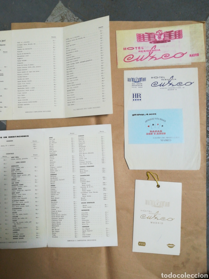 Collectionnisme Papier divers: Set hotel residencia cuzco Madrid papel accesorios tarifas