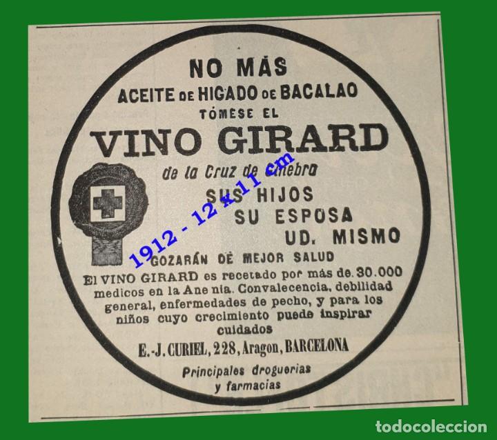 Otros art&iacute;culos de coleccionismo en papel: VINO GIRARD CRUZ DE GINEBRA - J CURIEL - BARCELONA - 12 X 11 CM - 1912