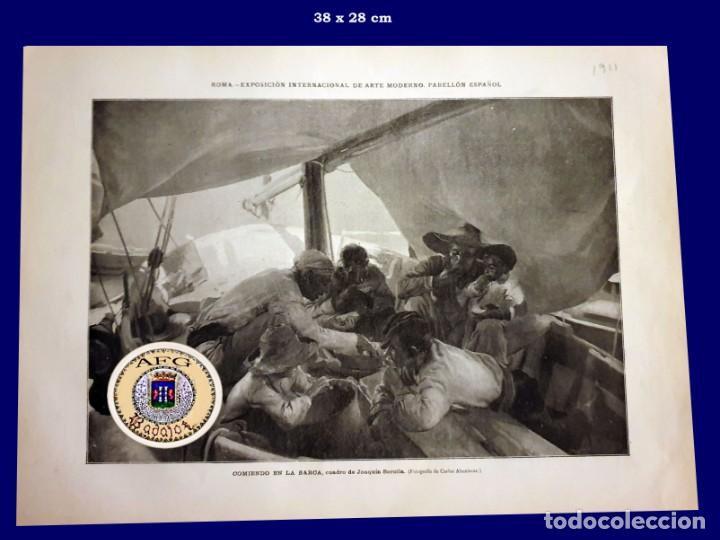 Otros Art&iacute;culos de Coleccionismo en Papel: COMIENDO EN LA BARCA, CUADRO DE JOAQU&Iacute;N SOROLLA - 38 X 28 CM - 1911