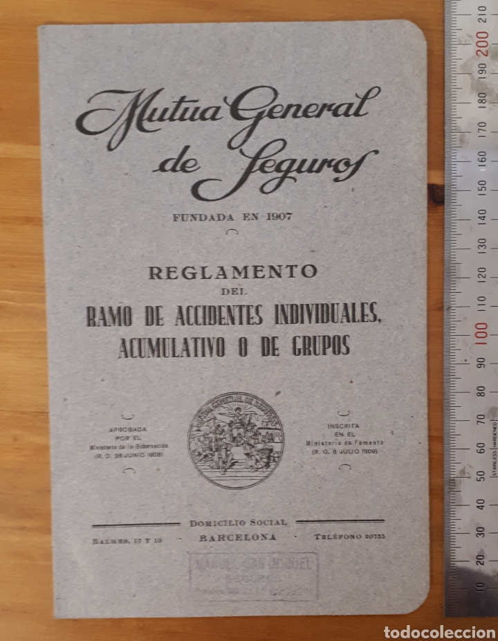 Otros Art&iacute;culos de Coleccionismo en Papel: Reglamento M&uacute;tua General Seguros