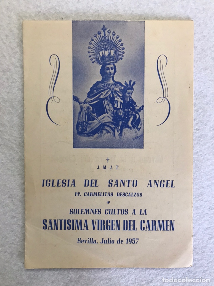 Otros Art&iacute;culos de Coleccionismo en Papel: CONVOCATORIA DE CULTOS DE LA VIRGEN DEL CARMEN, SANTO &Aacute;NGEL - SEVILLA