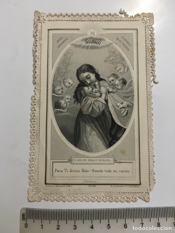 Sammelleidenschaft Andere Papierartikel: ESTAMPA RELIGIOSA. LITOGRAF&Iacute;A CON BORDE CALADO. EL MEJOR REGALO DE MAR&Iacute;A. J. PENA Y SACANELL. EDIT.