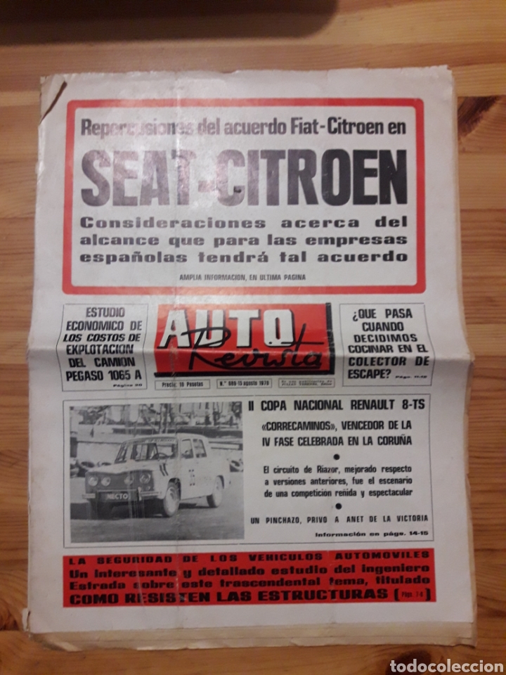 Otros Art&iacute;culos de Coleccionismo en Papel: AUTO REVISTA AGOSTO 1970 N&ordm; 689 ACUERDO FIAT CITROEN SEAT II COPA RENAULT PEGASO 1065 A - COCHES