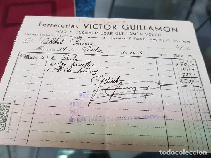 Otros art&iacute;culos de coleccionismo en papel: ANTIGUO RECIBO FERRETERIAS GUILLAMON MURCIA 1950