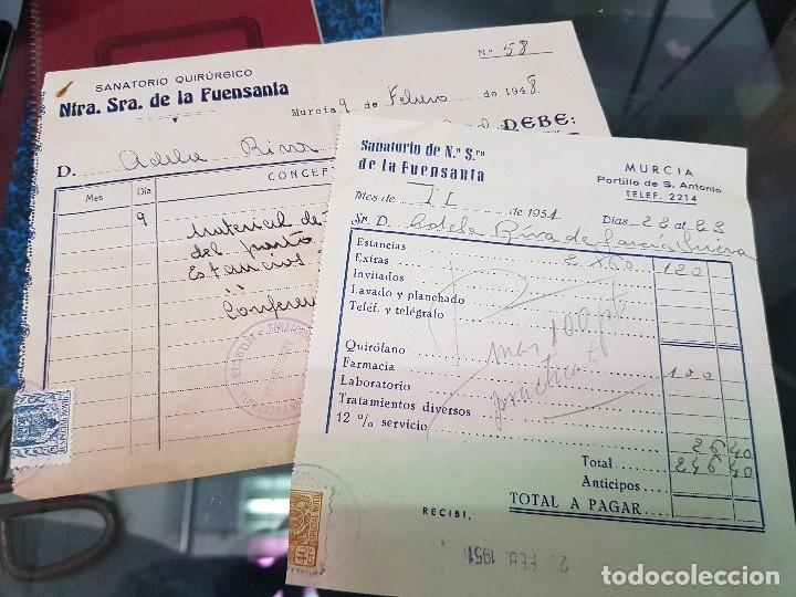 Otros art&iacute;culos de coleccionismo en papel: ANTIGUOS RECIBOS SANATORIO QUIRURGICO HOSPITAL NTRA SRA DE LA FUENSANTA MURCIA 1948