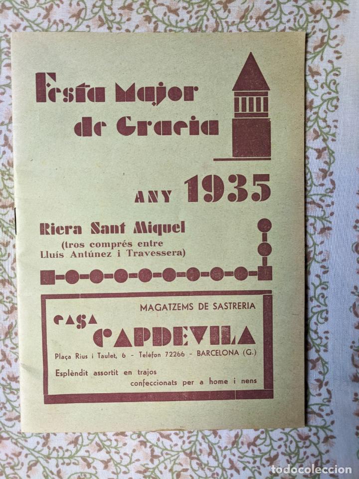 Outros artigos de papel: 1935 . Programa de Festa Major de Gracia (Barcelona) carrer Riera Sant Miquel. Vell i Bell