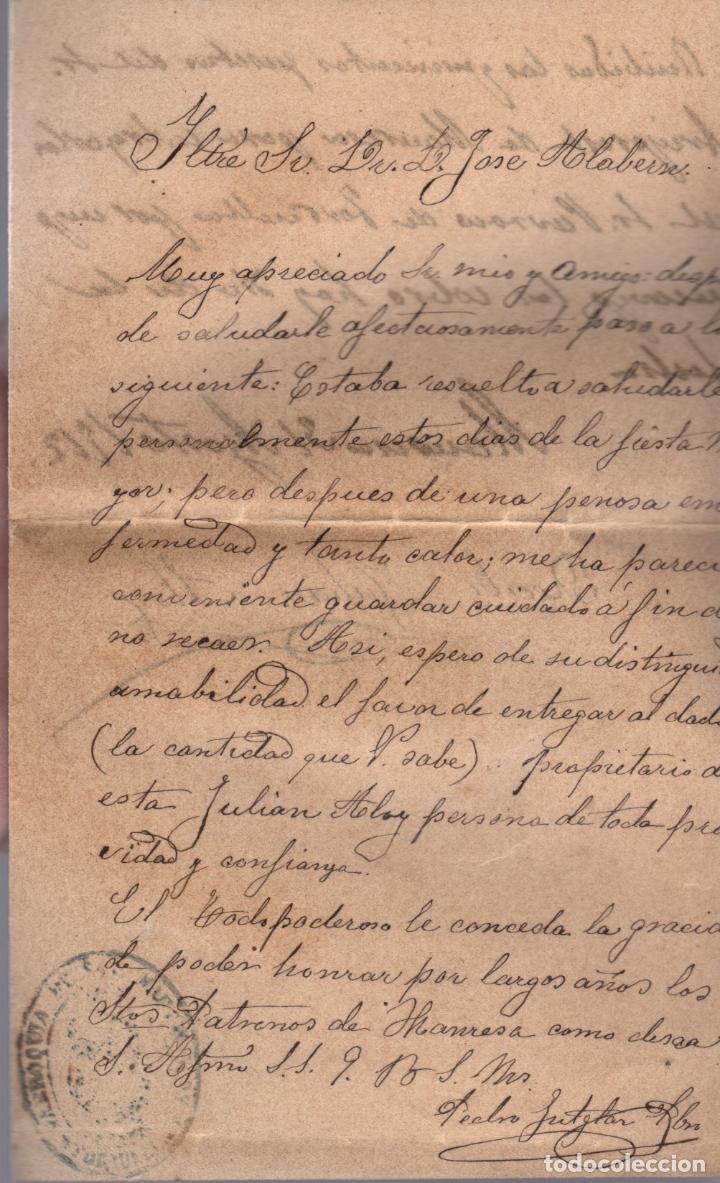 Outros artigos de papel: carta agradecimiento de vic al arcipreste alabern manresa 1912