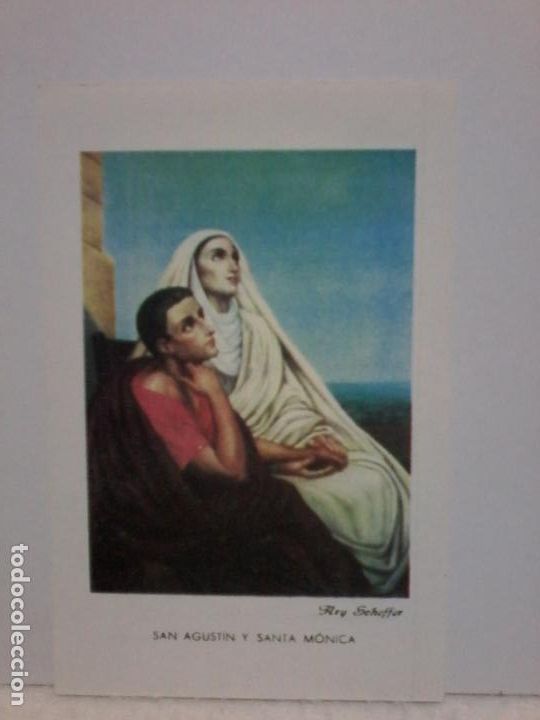 Otros Art&iacute;culos de Coleccionismo en Papel: ANTIGUA IMAGEN RELIGIOSA CON ORACION AL DORSO. SAN AGUSTIN Y SANTA MONICA. 7 X 11CM
