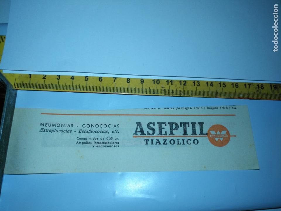 Outros artigos de papel: antigua publicidad de farmacia medicamento farmaceutico marca medicina , recorte de prensa