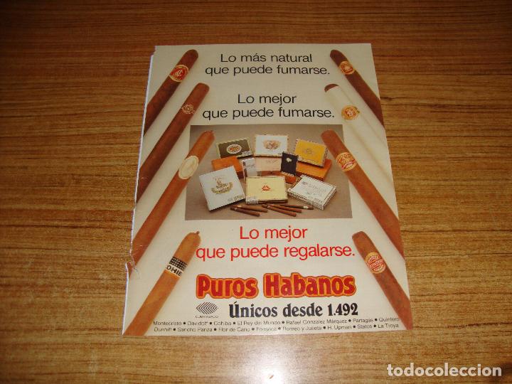 Otros Art&iacute;culos de Coleccionismo en Papel: HOJA PUBLICIDAD DE REVISTA INTERVIU 1987 PUROS HABANOS